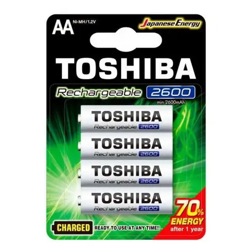 Pilha Recarregavel Aa 1,2v 2600mah Tnh6gae Toshiba - Com 4