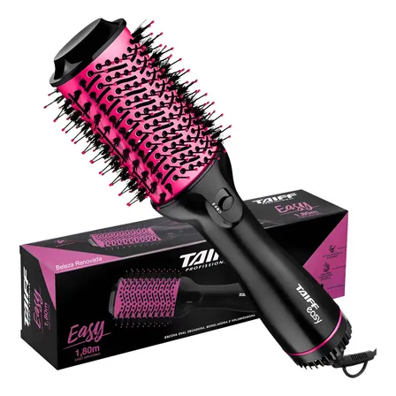 Escova Oval Seca Modela Alisa E Volumiza Easy Pink - Taiff