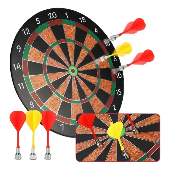 Jogo De Dardos Magnético 6 Dardos Alvo 40,5cm Profissional Mira