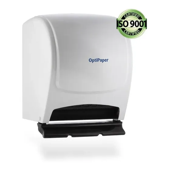 Dispenser Toalheiro Papel Toalha Bobinha Com Alavanca 300m Branco