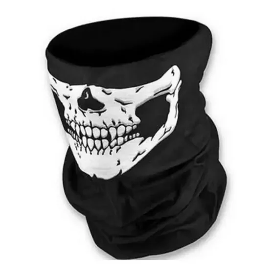 Balaclava Caveira Preta Tecido Esportivo Airsoft Paintball Motociclista Preto G