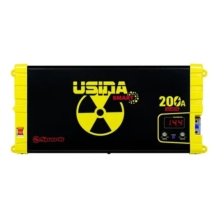 Fonte Automotiva Spark Usina Smart Connect 200A 220V 14,4V Amarelo Voltímetro