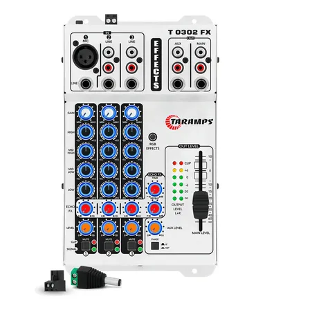 Mesa De Som Taramps T 0302 Fx Analógica De 3 Canais Com Equalizador E Efeitos 12v