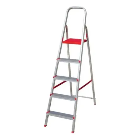 Escada 5 Degraus Botafogo Lar & Lazer Metal 120kg Reforçada Cinza/vermelho Cinza E Vermelho