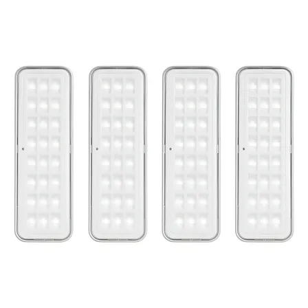 Kit 04 Luminárias De Emergência 30 Leds Elgin 6500k Cinza 127/220v