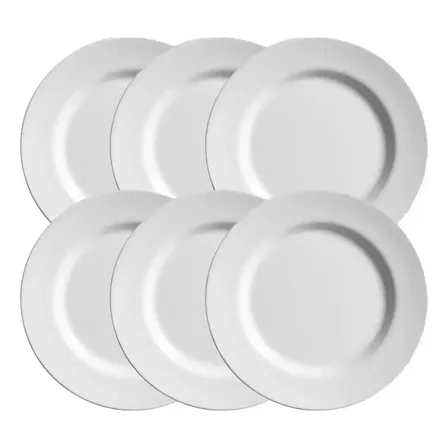 Conjunto Com 6 Pratos De Sobremesa Plissan Relevo 21cm Alleanza Branco