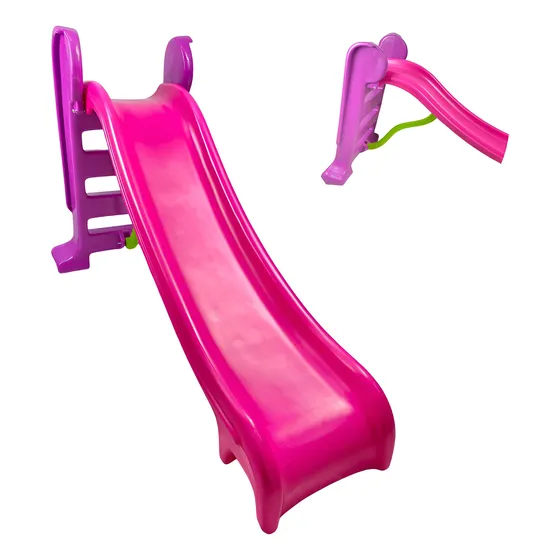 Escorregador de Plástico com 3 Degraus para Parquinho Infantil Rosa
