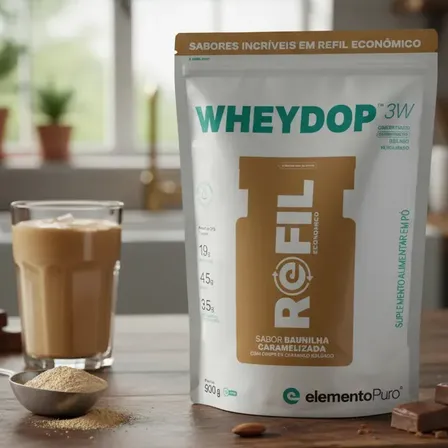 Whey Protein 3w Elementopuro Proteína Refil 900g Baunilha Caramelizada