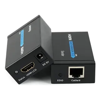Extensor Hdmi Rj45 60 m Cabo Rede Cat 6 7 Adaptador