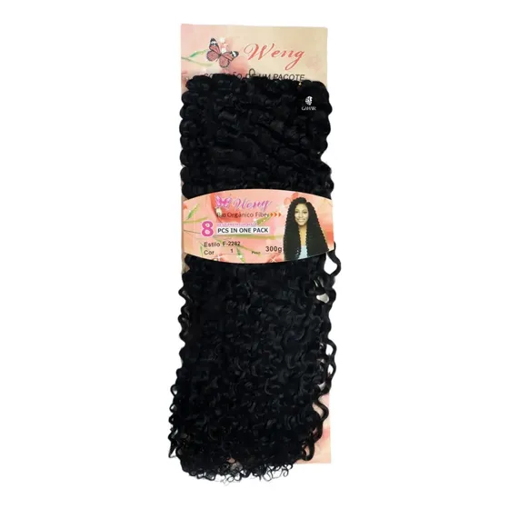 Cabelo Orgânico Cacheado Afro Weng Para Crochet Braids 300g Preto 1