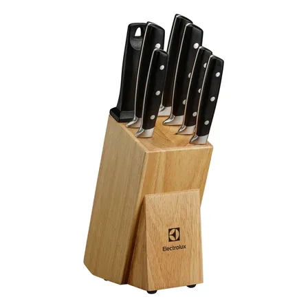 Electrolux Jogo De Facas 8 Peças Inox Com Bloco De Bambu Preto