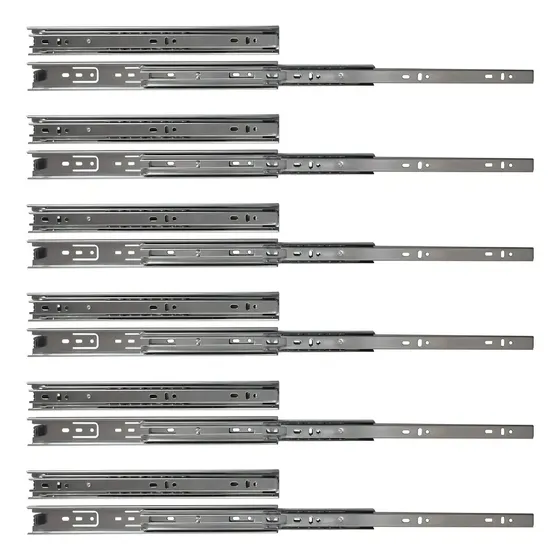 6 pares Corrediças Telescópicas 35cm 25kg Para Gaveta kit 12 peças