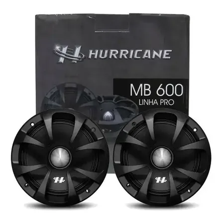 Par Midbass Hurricane 6 Polegada 500wrms Pro Mb600-8ohms Cor Preto