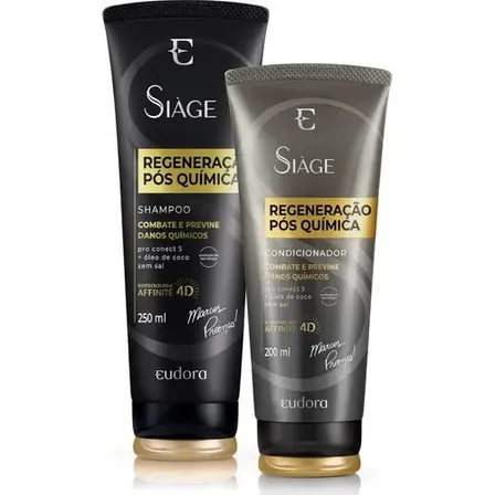 Eudora Siàge Regeneração Pós Química Sham 250ml + Cond 200ml Eudora Siàge Regeneração Pós Química Regeneração Pós Química (inclui: É Kit)