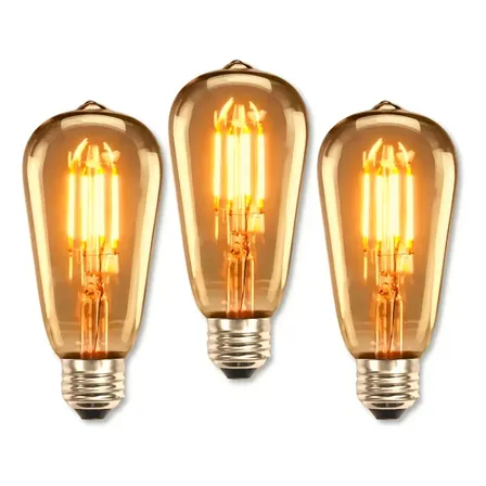 Kit 3 Lâmpada Filamento Led Homefy Decorativa Retrô Vintage Âmbar Branco-quente ST64