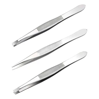 Kit 3 Pinças Alta Precisão Só Qualidade SQ-4284 Aço Inoxidável
