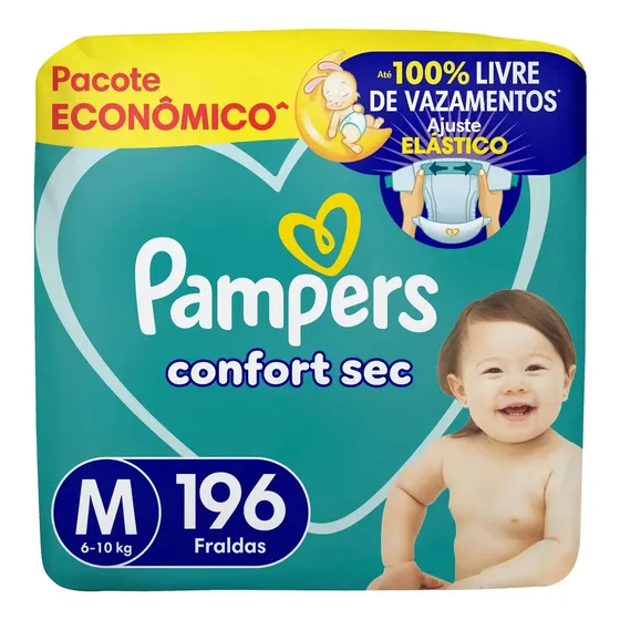 Fralda Pampers Confort Sec Tamanho M 196 Unidades