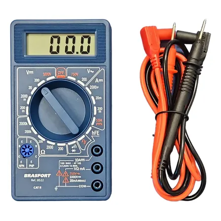 Multímetro Digital Profissional Portátil C/ Bip E Cabo Teste meter Brasfort 8522 / DT830B
