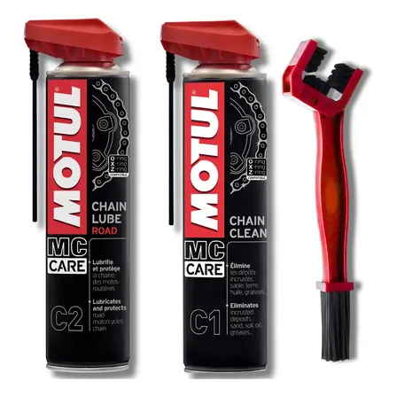 Kit Motul Limpa E Lubrifica C1 + C2 + Escova De Limpeza