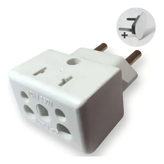 Kit 200 Adaptador Bob Esponja Tomada Pino Fino 10a/20a 3p