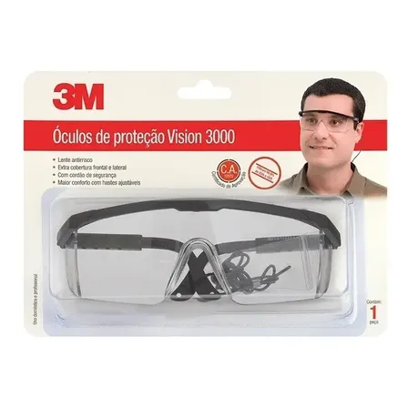 Oculos Proteção 3m Segurança Vision 3000 Incolor Antirisco