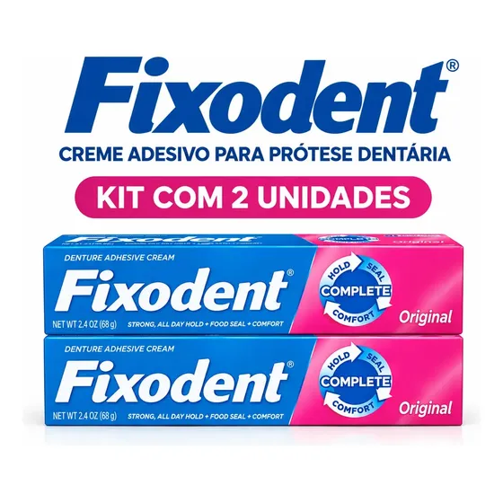Fixodent Original: Kit com 2 Tubos de Creme Fixador para Dentadura 68g