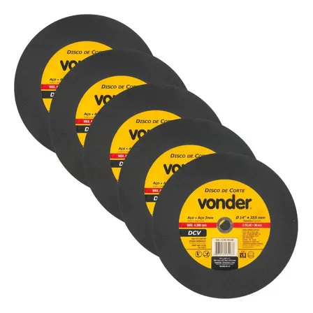 Kit 5 Discos De Corte Para Metal 14 Polegadas Dcv - Vonder