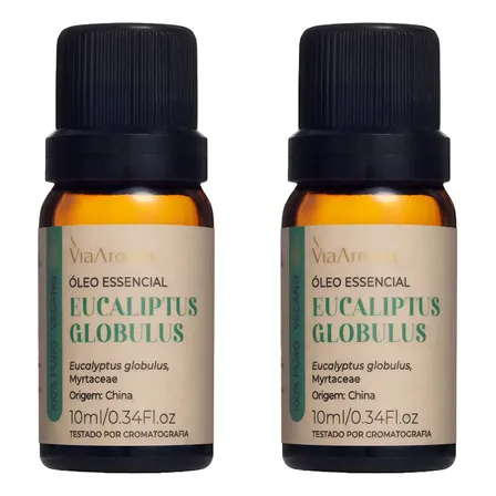 Kit 2 Óleo Essencial Puro Eucaliptus Globulus Via Aroma 10ml