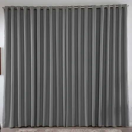 Cortina 2,00x1,80 Metros Blackout Blecaute Cinza Corta Luz Em Tecido Grosso Para Quarto E Sala Texfine