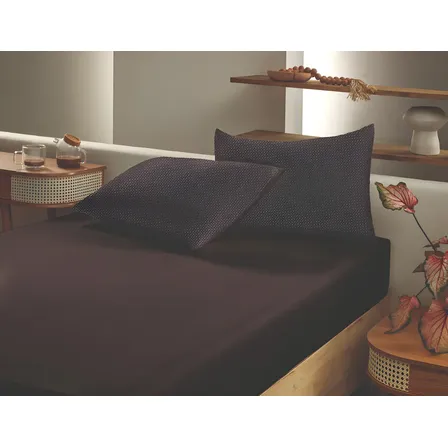 Jogo de Cama Queen Slim Organic Lençol Anti-Pilling Altenburg Preto