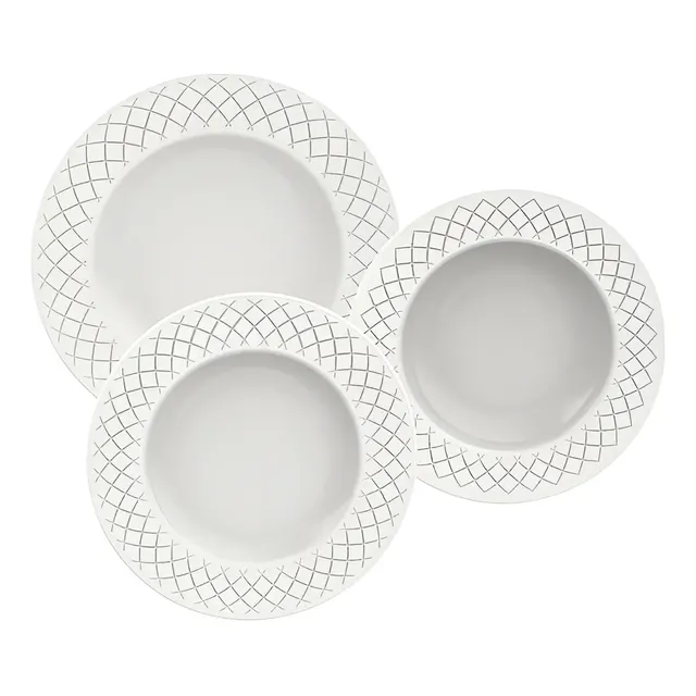 Jogo Pratos Tramontina Ingrid 12 Porcelana Branca Blanco Liso