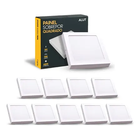 Kit 10 Painel Plafon Sobrepor Led 18w Quadrado 6500k Branco Frio - Cod: 399181377 Easy By Avant