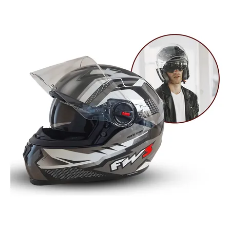 Capacete para moto Fw3 gtx fox grafite brilhante tamanho 60
