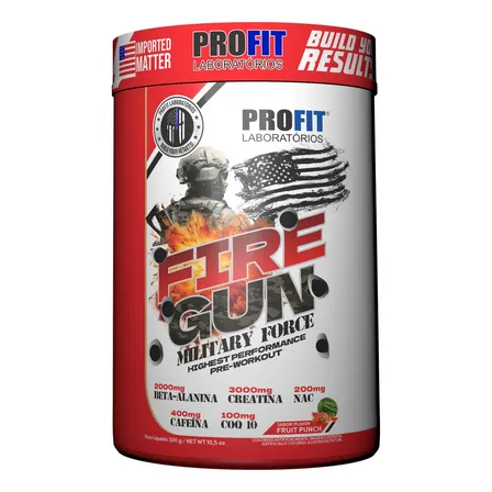 Pré Treino Fire Gun 300g Military Force - Profitlabs Sabor Fruit Punch