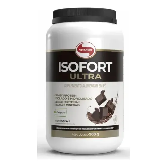 Whey Protein Vitafor Isofort Ultra Imuno 900g Cacau Com Creatina E Glutamina Chocolate Cacau
