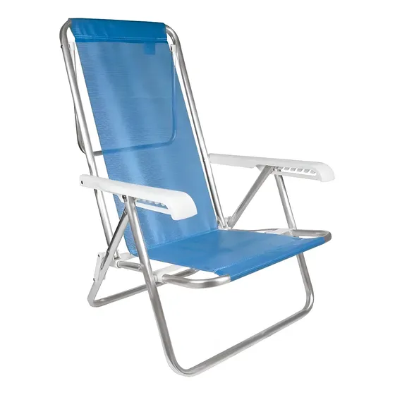 Cadeira Praia Reclinável Alumínio 8 Posições Azul - Mor Azul-claro