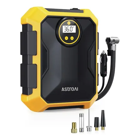 Compressor De Ar Portátil Para Calibrar Pneus Cc Astroai,acessório Automotivo,bomba Para Pneus De Carro De 100psi Com... 12v Monofásica 50 Hz/60 Hz Preto E Amarelo