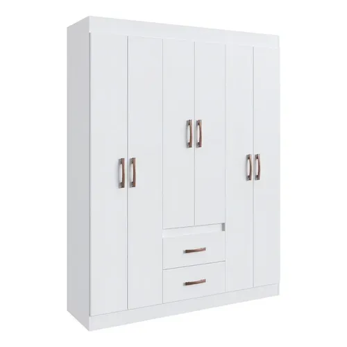Guarda-roupa Solteiro Doripel Montevideu Branco 6 Portas 2 Gavetas