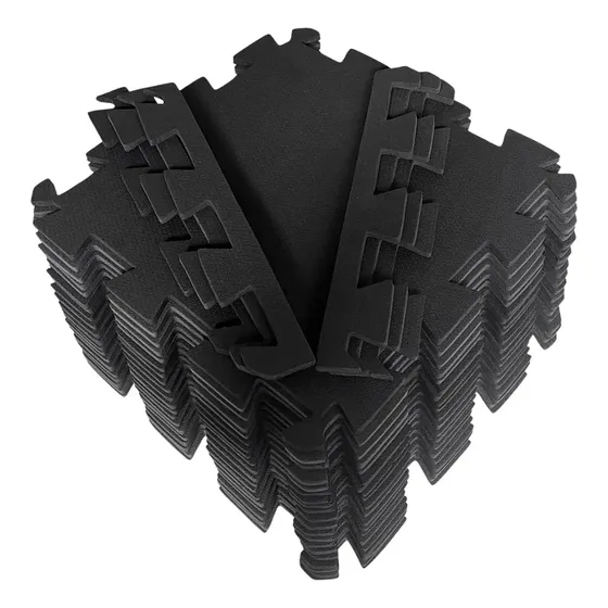 Kit 25 Tatames Eva Preto Linha Econômica 50x50x 1cm Liso