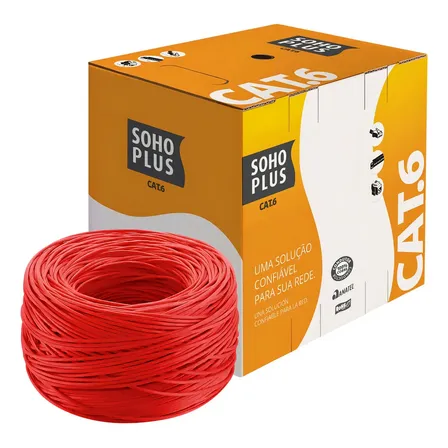 Cabo De Rede Utp Cat6 Cmx Soho Plus 24awg 4p Azul 305m Com Cor Vermelho