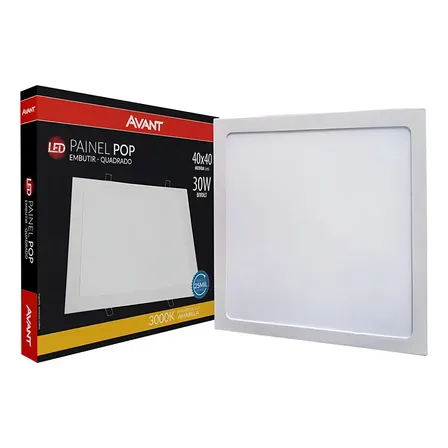 Kit 4x Painel Plafon Embutir 30w 40x40 Quadrado 3000k Cor Branco Quente 127/220v