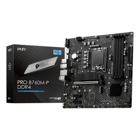 Placa-mãe Msi Pro B760m-p Lga1700 Ddr4 Micro Atx Cor Preta Preto