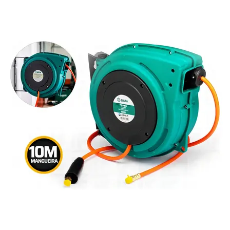 Carretel Retrátil Com Mangueira 1/4 Pol 10m St98001sc Sata Verde