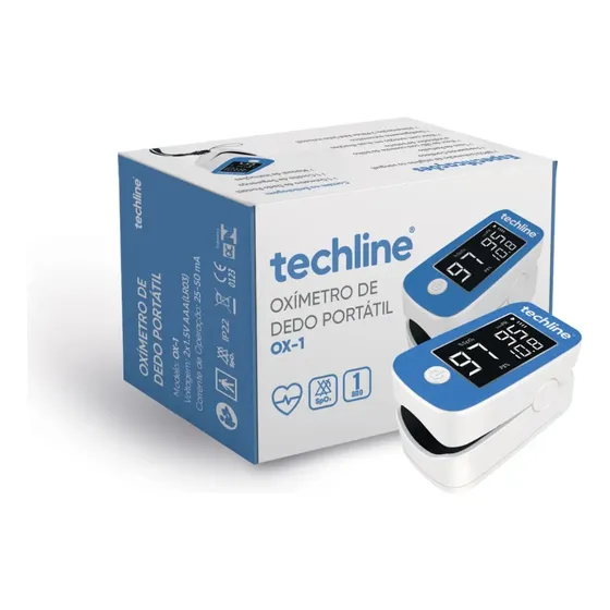 Oxímetro de Dedo Techline Ox-1 Tela LED SpO2 PRbpm Desligamento Automático