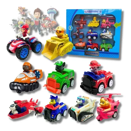 Patrulha Canina Brinquedo Kit 9 Carrinho Fricção Marshall Rocky Zuma Ryder Chase Rubble Skye Everest