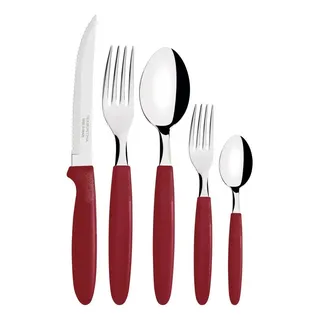 Faqueiro Inox Tramontina Ipanema 30 Peças Jogo De Talheres Cor Vermelho