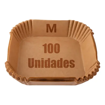 Kit 100 Forma Quadrada Fritadeira Airfryer Papel Descartável