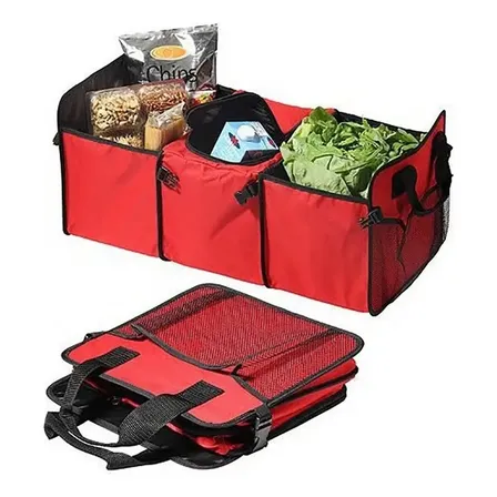 Organizador Para Carro Com Área Térmica Dobrável E Expansível - Porta-malas Ou Banco Traseiro - 60x32x29cm - Marca Lorben Vermelho