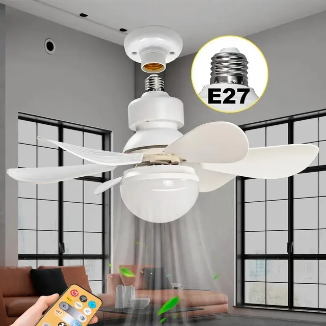 Ventilador De Teto Silencioso De 3 Modos com Lâmpada Controle Branco
