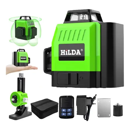 Nível Laser 12 Linhas Verde 3d 360 1 Bateria Recarregável Nivelador Horizontal Vertical Com Suporte Magnético Elevatório Obra Ponto Prumada Hilda Nivelador Profissional